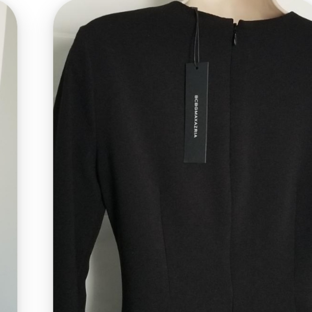 NEW  GBCBGMAXAZRIA BLACK COLOR EMBELLISHED CUTOUT  BELL SLEEVE MINI DRES - Picture 4 of 7